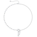 Pearl & Paperclip Chain Letter Initial Necklace — product detail