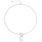 Pearl & Paperclip Chain Letter Initial Necklace — product detail