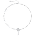 Pearl & Paperclip Chain Letter Initial Necklace — product detail