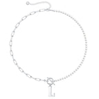 Pearl & Paperclip Chain Letter Initial Necklace — product detail