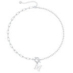 Pearl & Paperclip Chain Letter Initial Necklace — product detail