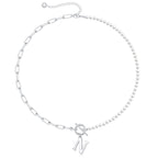 Pearl & Paperclip Chain Letter Initial Necklace — product detail