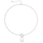 Pearl & Paperclip Chain Letter Initial Necklace — product detail