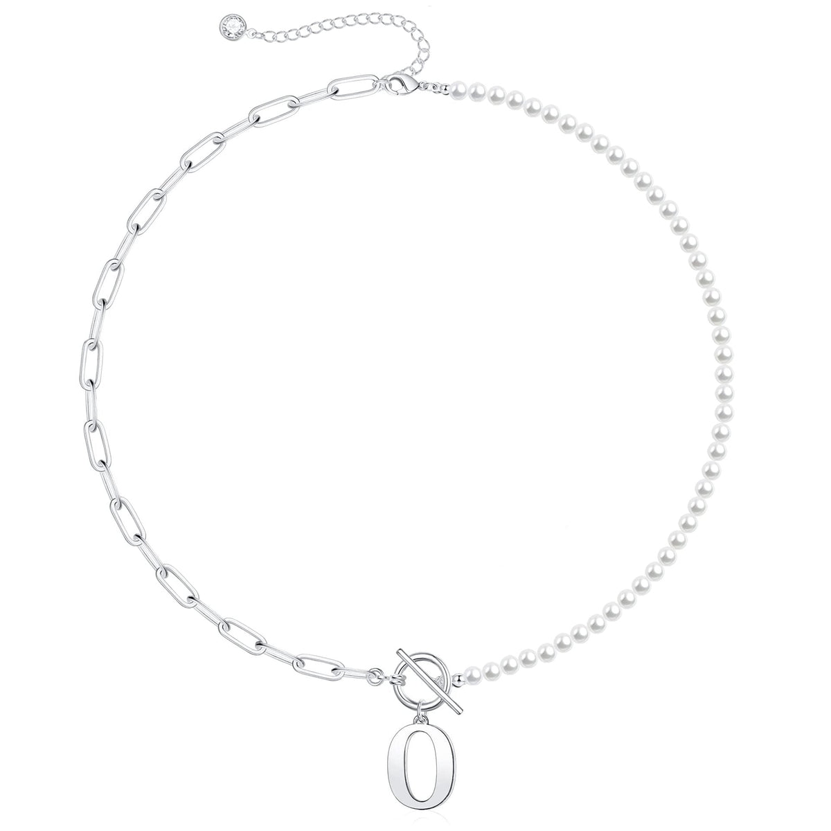 Pearl & Paperclip Chain Letter Initial Necklace — product detail