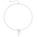 Pearl & Paperclip Chain Letter Initial Necklace — product detail