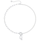 Pearl & Paperclip Chain Letter Initial Necklace — product detail
