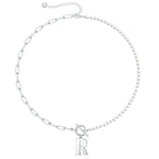 Pearl & Paperclip Chain Letter Initial Necklace — product detail