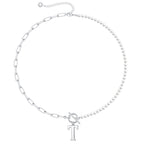 Pearl & Paperclip Chain Letter Initial Necklace — product detail