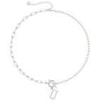 Pearl & Paperclip Chain Letter Initial Necklace — product detail