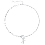 Pearl & Paperclip Chain Letter Initial Necklace — product detail