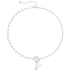 Pearl & Paperclip Chain Letter Initial Necklace — product detail