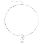 Pearl & Paperclip Chain Letter Initial Necklace — product detail