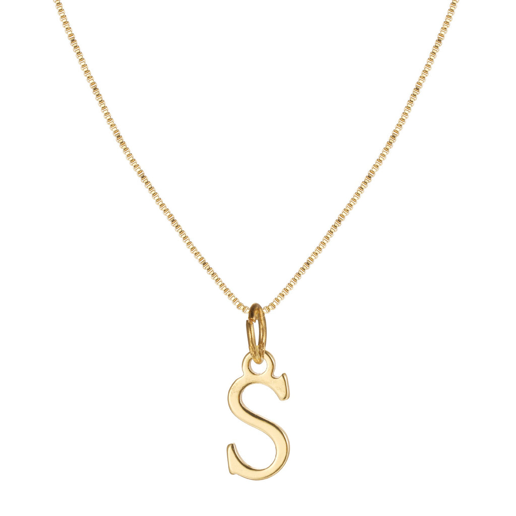 14k Minimal Serif Initial Necklace — product detail