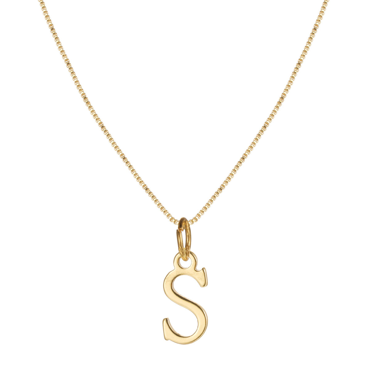 14k Minimal Serif Initial Necklace — product detail