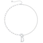 Pearl & Paperclip Chain Letter Initial Necklace — product detail