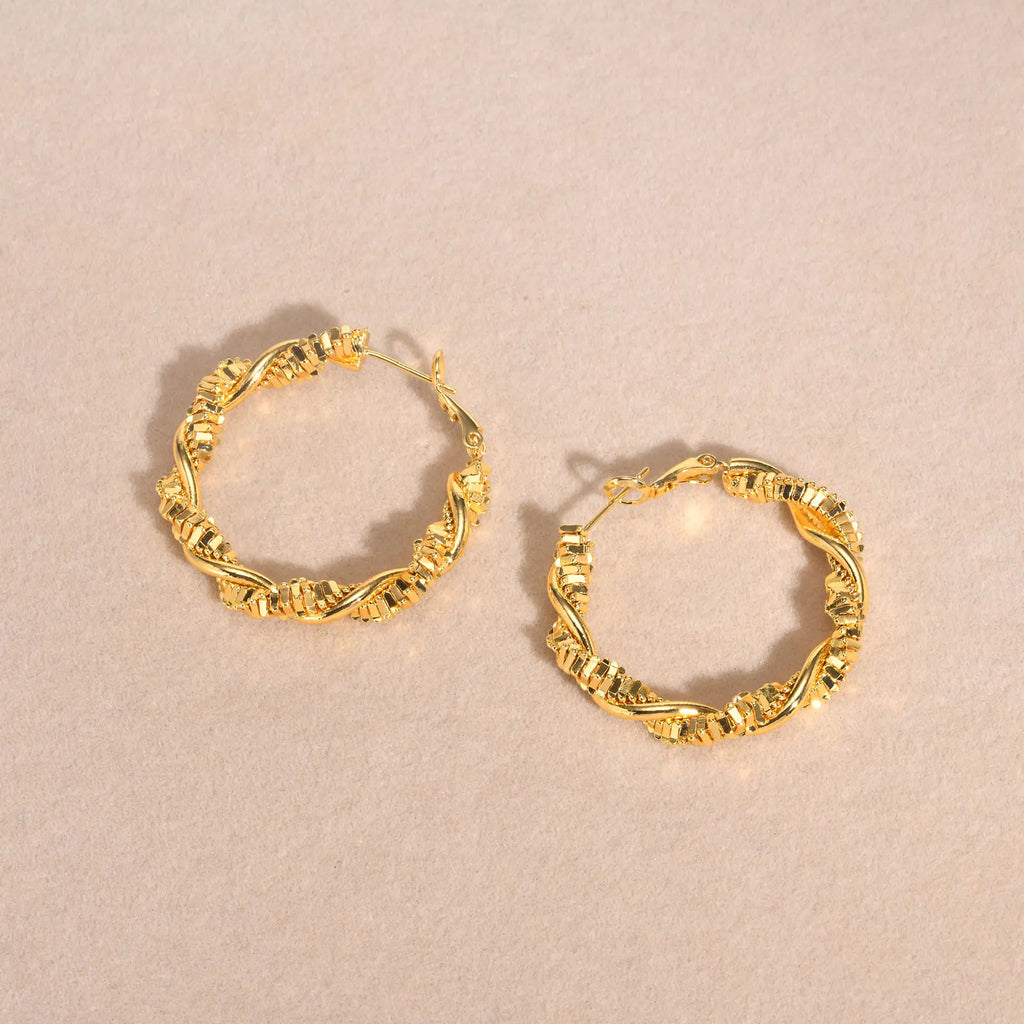 14k Deluxe Textured Spiral Hoop Earrings — product detail