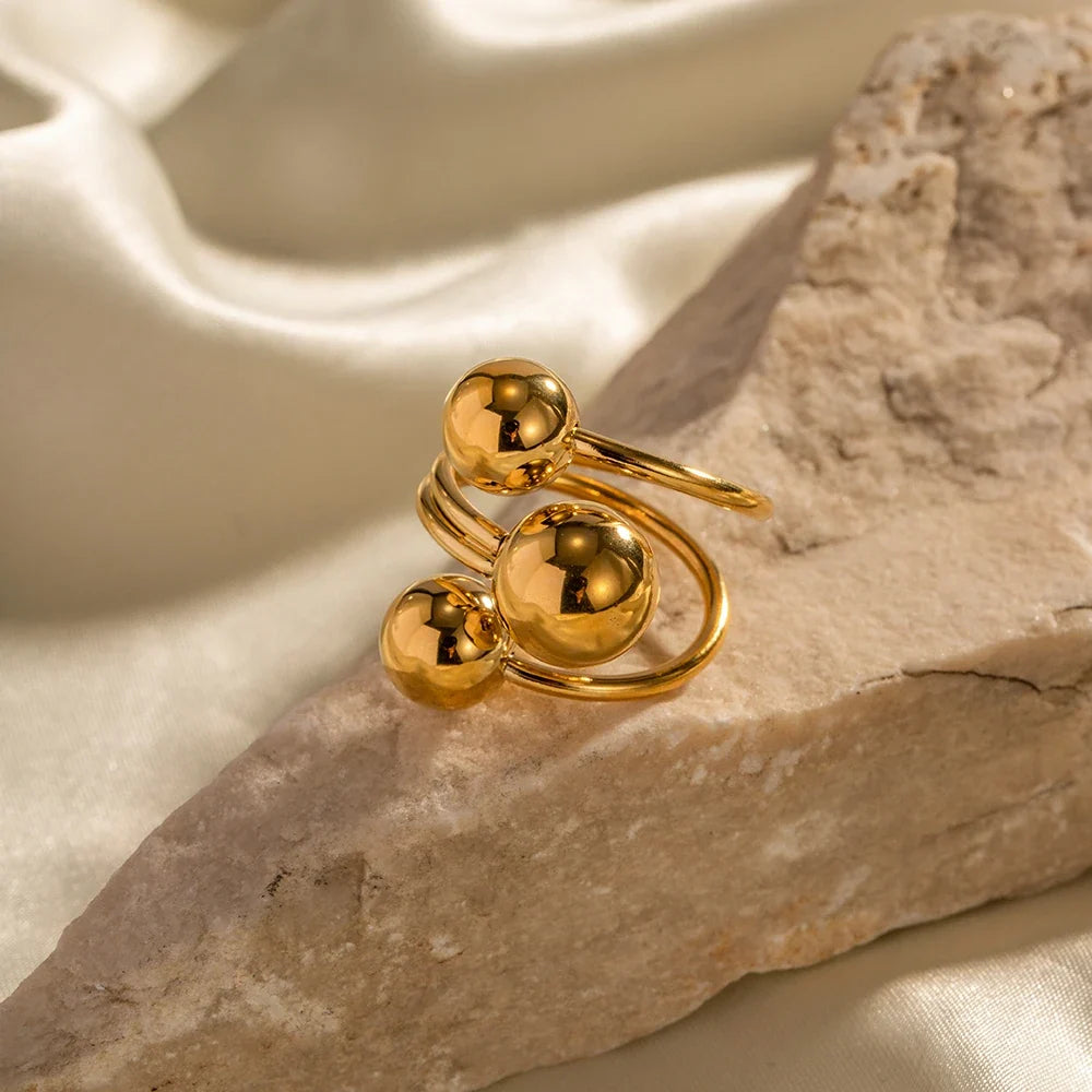 18k Bold Three Ball Open Ring — product detail