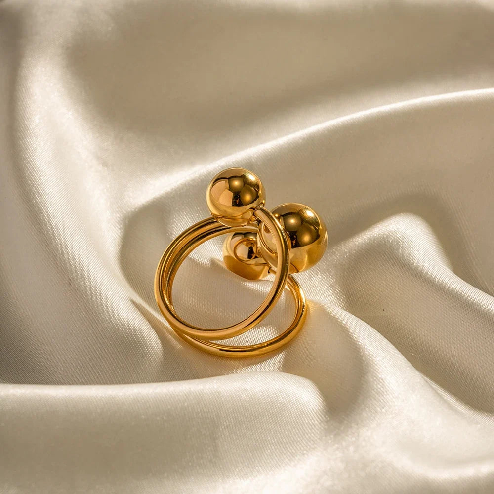 18k Bold Three Ball Open Ring — product detail