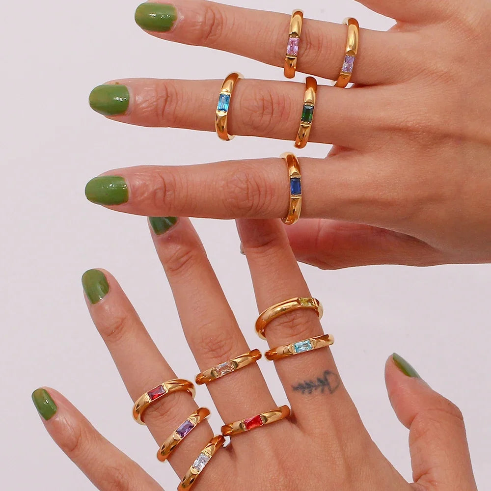 18k Baguette Cut Birthstone Ring — product detail