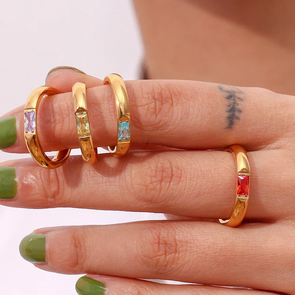 18k Baguette Cut Birthstone Ring — product detail