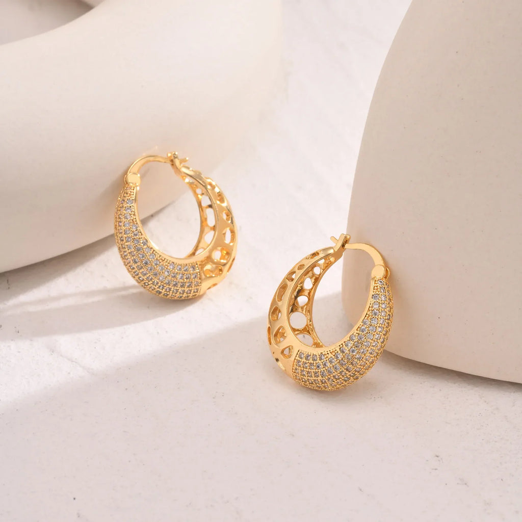 14k Intricate Half Diamond Hoop Earrings — product detail