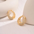 14k Intricate Half Diamond Hoop Earrings — product detail
