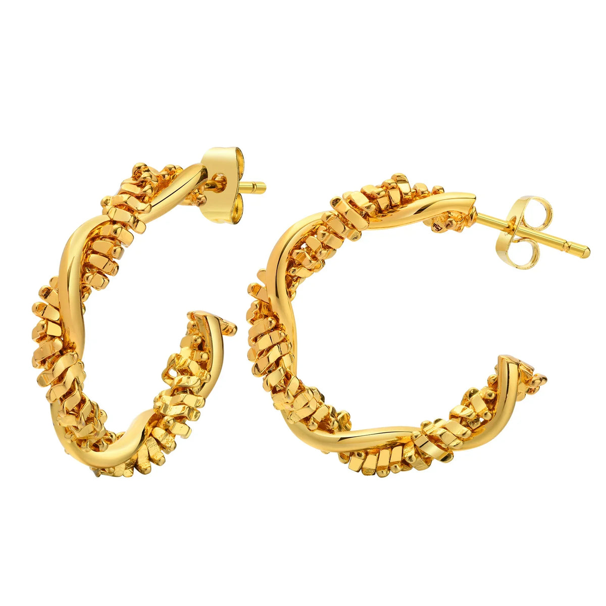 14k Dainty Textured Spiral Hoop Earrings — product detail