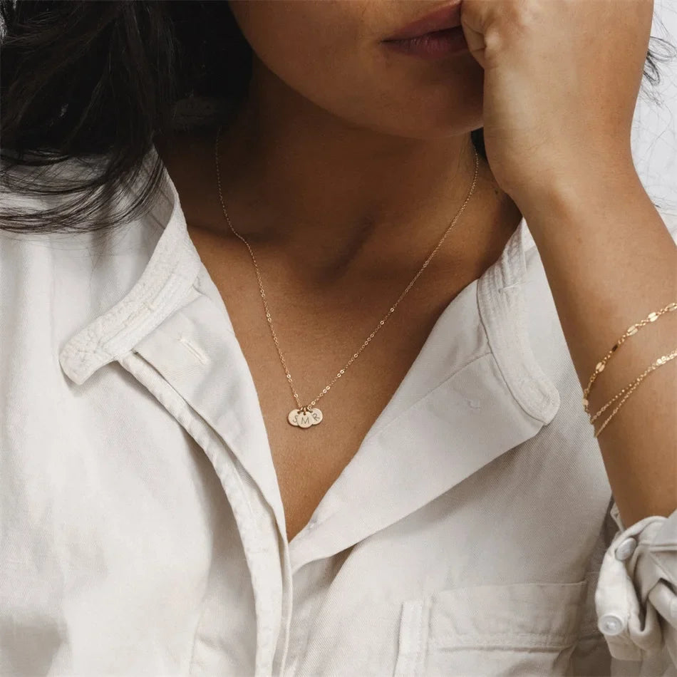 Dainty Personalised Disc Initial Necklace — product detail