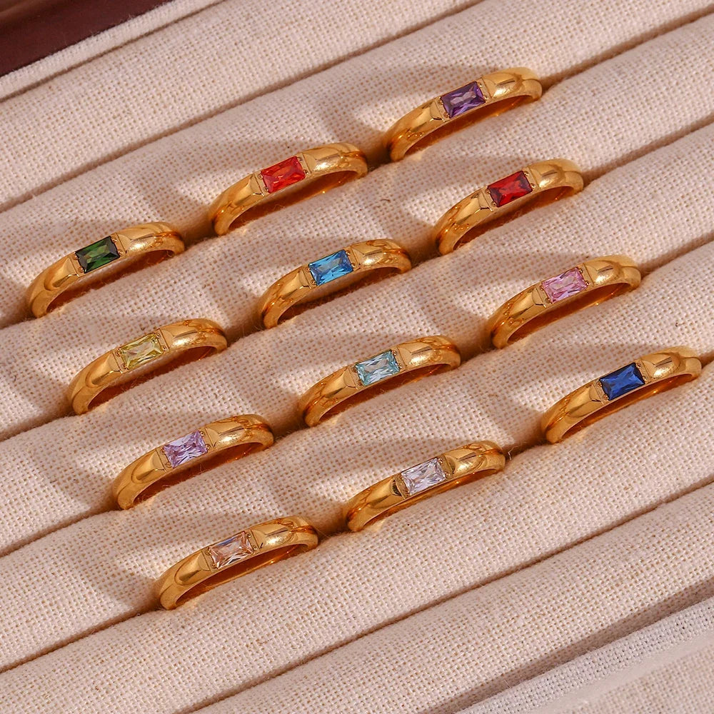 18k Baguette Cut Birthstone Ring — product detail