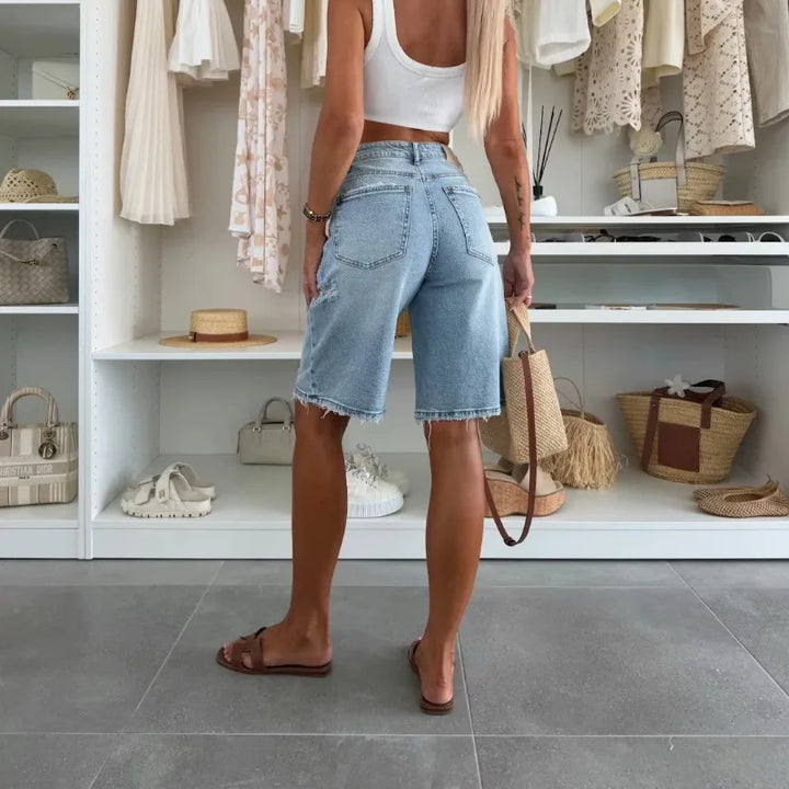 Mila™ | Washed Denim Street Style Shorts