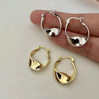 Minimal Flattened Irregular Hoop Earrings — product detail