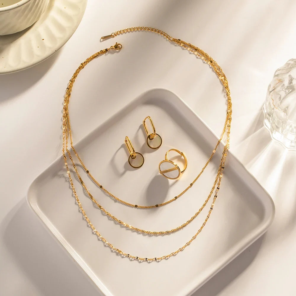 18k Dainty Classic Three Layer Necklace Stack — product detail