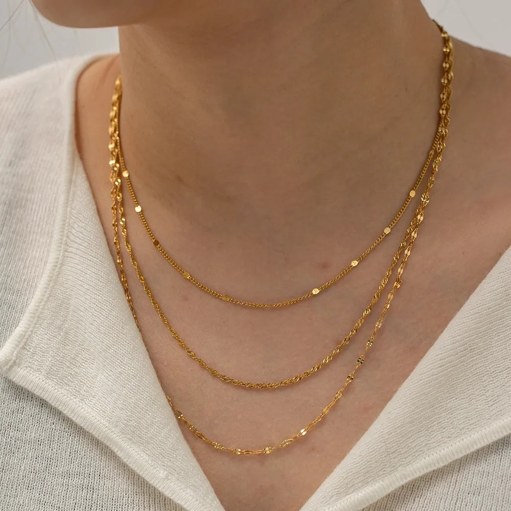 18k Dainty Classic Three Layer Necklace Stack — product detail