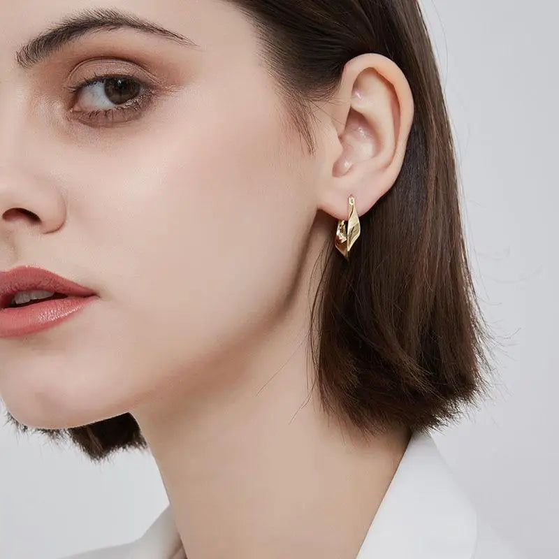 Minimal Flattened Irregular Hoop Earrings — product detail