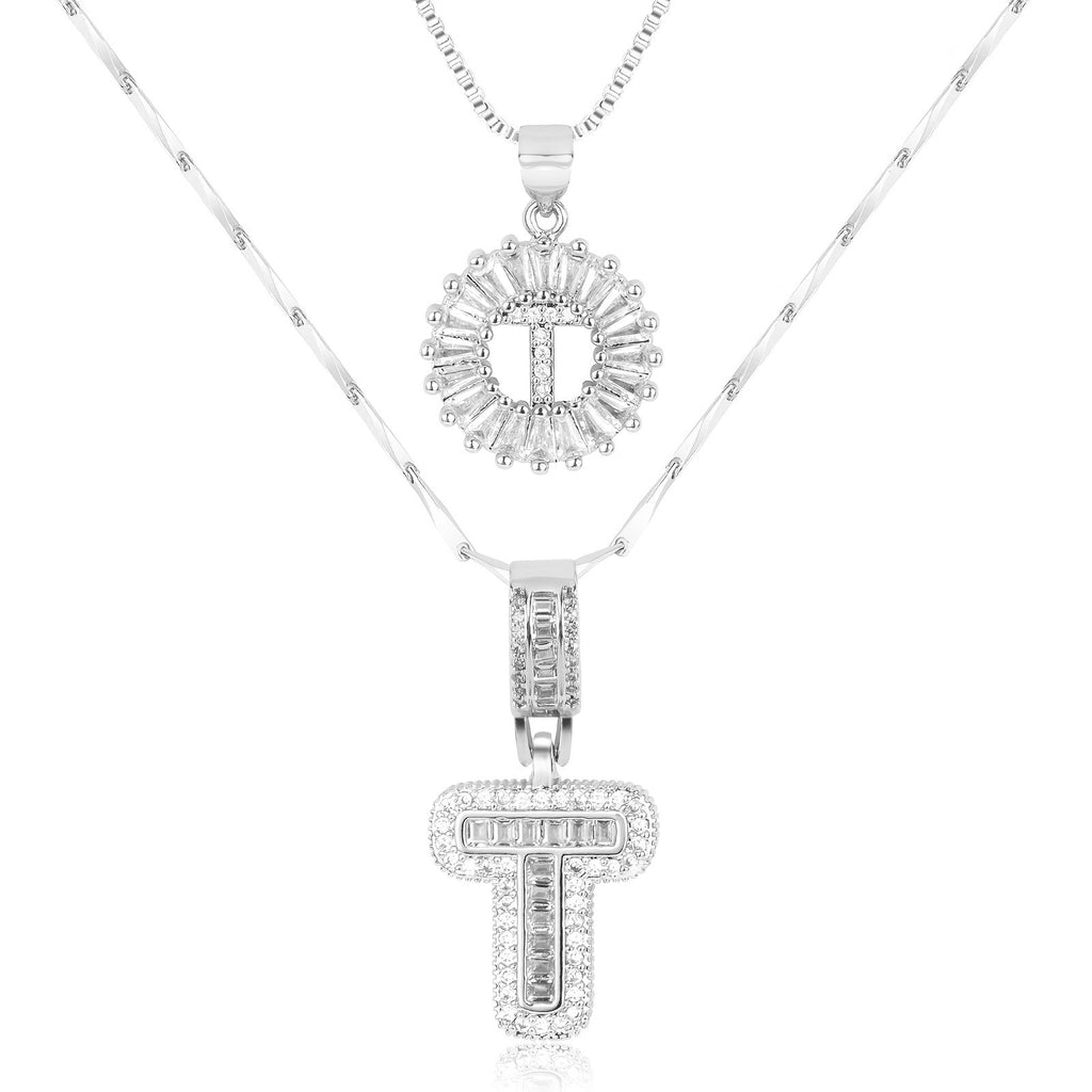 2pc 14k Sparkling Letter Initial Necklaces — product detail