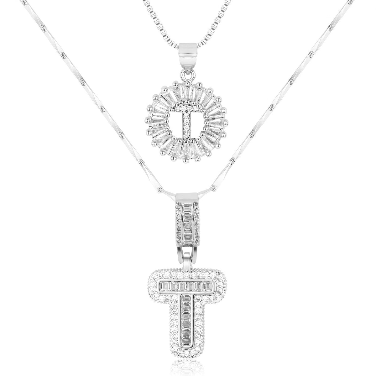 2pc 14k Sparkling Letter Initial Necklaces — product detail
