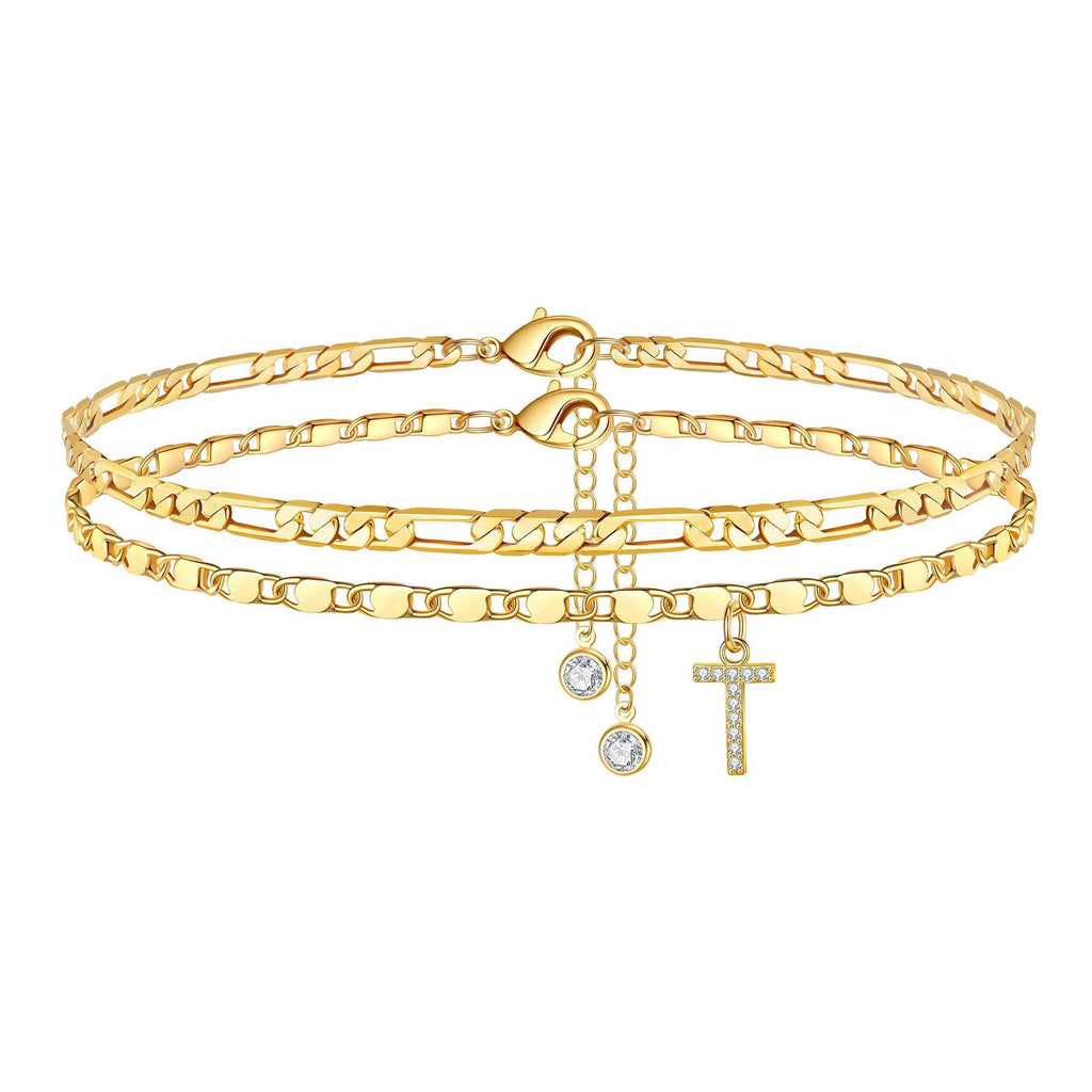 2pc 14k Sparkling Letter Initial Anklet — product detail