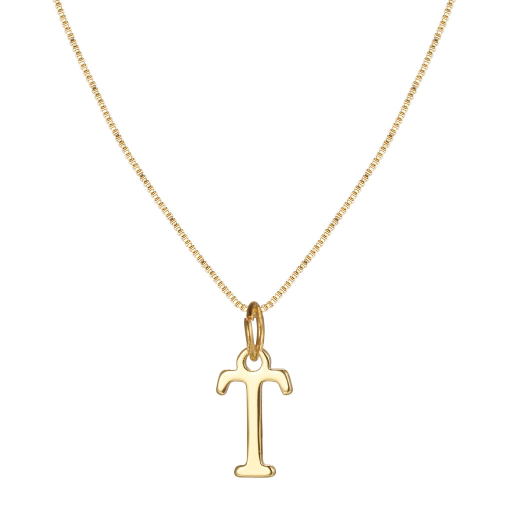 14k Minimal Serif Initial Necklace — product detail