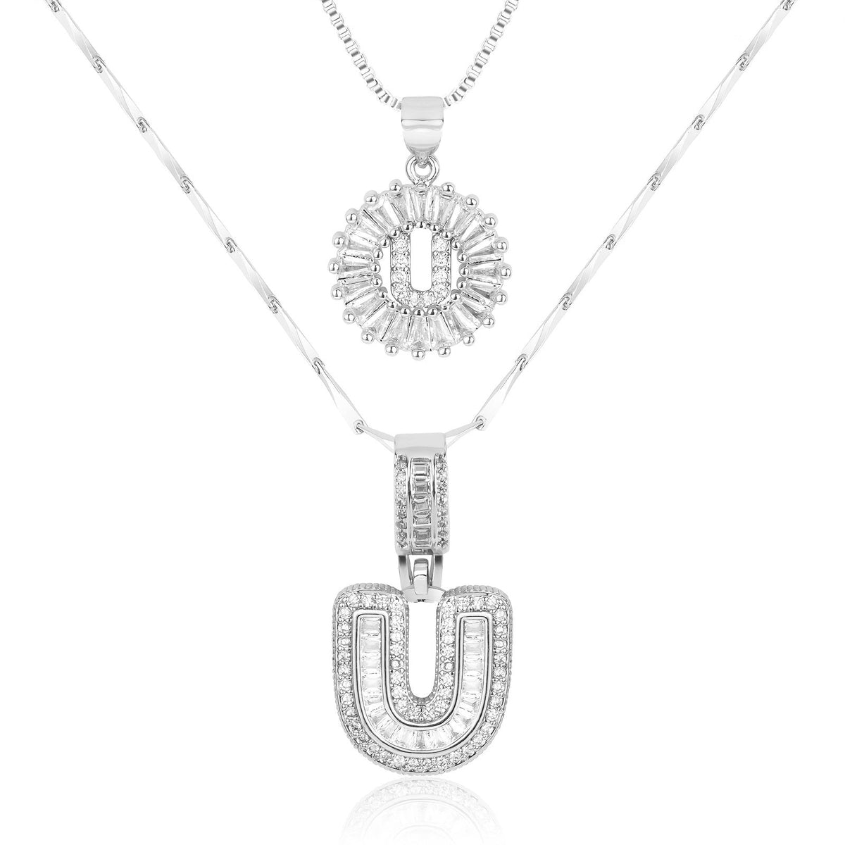 2pc 14k Sparkling Letter Initial Necklaces — product detail
