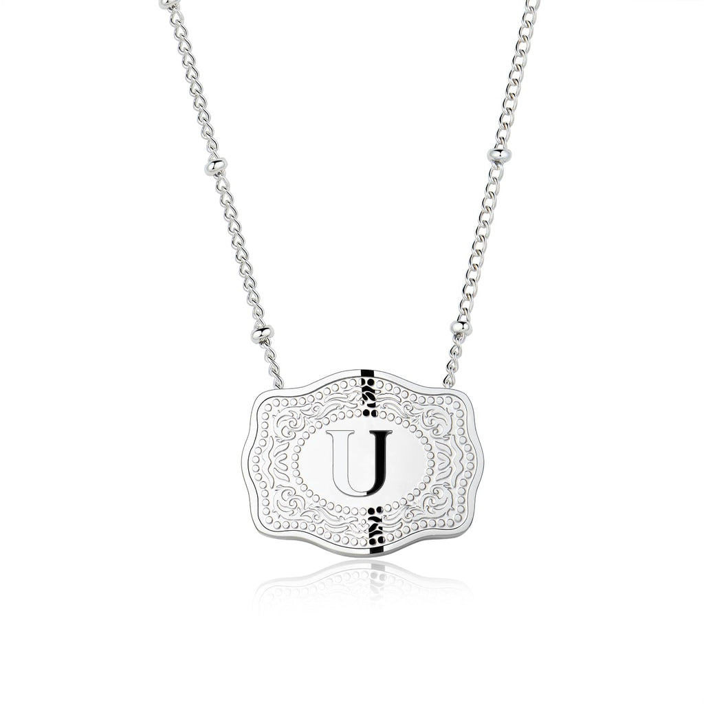 Dainty Belt Buckle Letter Initial Necklaces — product detail