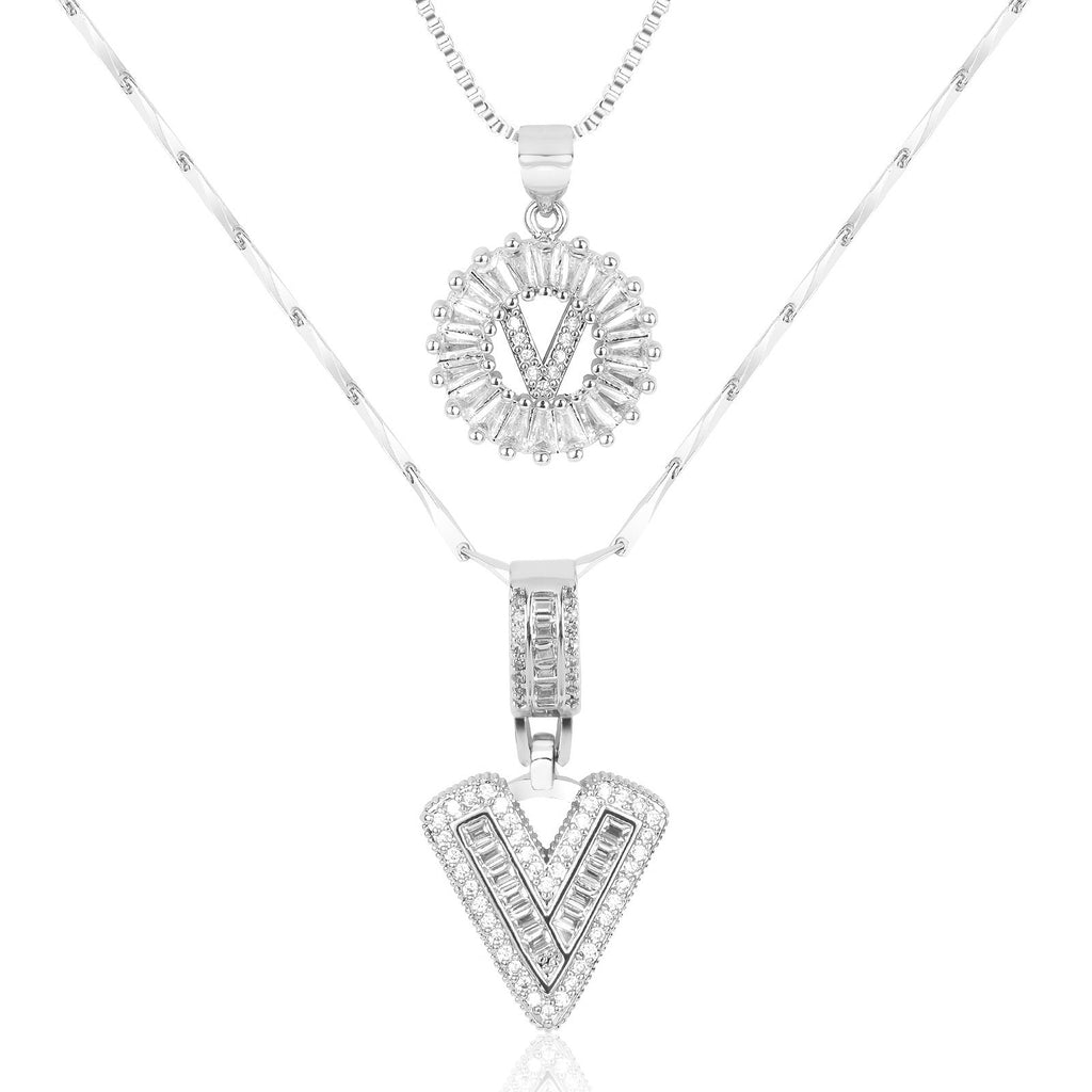 2pc 14k Sparkling Letter Initial Necklaces — product detail