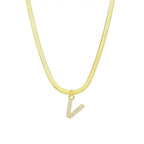 Dainty Diamond Letter Initial Herringbone Necklace — product detail