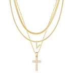 3pc 14k Diamond Accented Initial & Cross Necklace Set — product detail