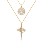 2pc 14k Sparkling Cross Crown & Initial Necklace Set — product detail