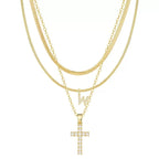 3pc 14k Diamond Accented Initial & Cross Necklace Set — product detail
