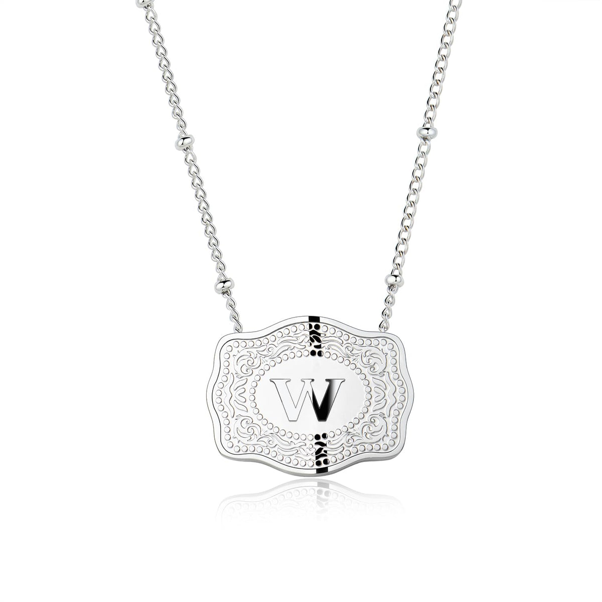 Dainty Belt Buckle Letter Initial Necklaces — product detail