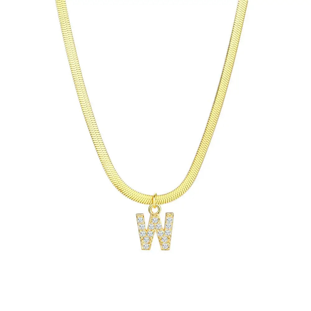 Dainty Diamond Letter Initial Herringbone Necklace — product detail