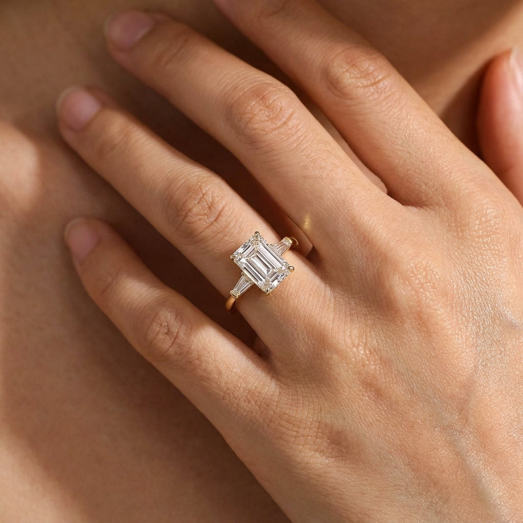Emerald Cut Sparkling Accented Ring — product detail