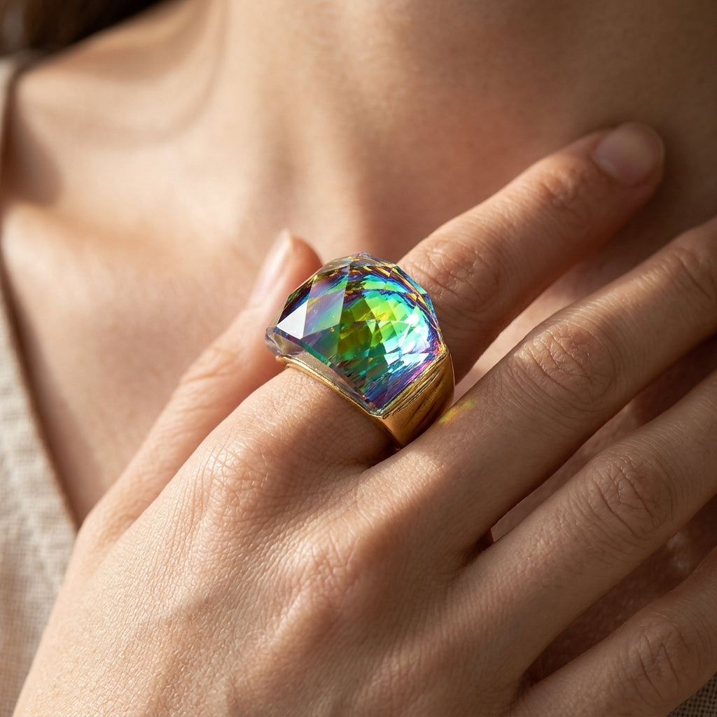 Boho Chunky Crystal Ring — product detail