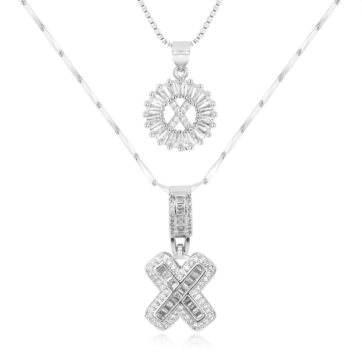 2pc 14k Sparkling Letter Initial Necklaces — product detail